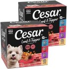 Cesar Loaf in Sauce Wet Dog Food Rotisserie Chicken, Filet Mignon, Angus Beef, and Ham & Egg Flavors Variety Pack, 3.5 oz. Easy Peel Trays (24 Count, Pack of 1)