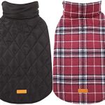 Kuoser Waterproof Dog Coat, Reversible Dog Jacket for Medium Dogs, Adjustable Durable Doggie Winter Coat Warm Puppy Cold Weather Apparel from Small to Large Breed, Red M