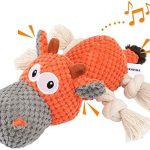 IOKHEIRA Dog Plush Toy for Large Aggressive Chewers,Indestructible Dog Squeaky Toys,Stuffed Animals Toys with Cotton Material and Crinkle Paper,Durable Chewing Toys (Carrot Orange, Cattle)