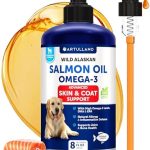 Salmon Oil for Dogs – Omega 3 for Dogs – 8 FL OZ Wild Alaskan Salmon Fish Oil – Natural EPA & DHA Fatty Acids for Skin & Coat, Allergy, Joint & Bone Health – Liquid Support Supplement for Shedding