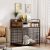 Kepptory Small Dog Crate Furniture with Drawers Storage, Puppy Dog Kennel Indoor with Double Doors, Heavy Duty Wooden Dog Cage Table, Sturdy Metal, Rustic Brown