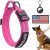 AUBELL Reflective Tactical Dog Collar,Adjustable Military Heavy Duty K9 Collars with Handle and Quick Release Metal Buckle Great for Large Dogs, with Airtag Case and 2 Patches (Pink,L)