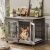 Lulive Dog Crate Furniture for Medium Dogs, 32” Dog Kennel Indoor with Cushion & Wheels Wooden Dog Cage Double Doors Dog Crate End Table, Grey