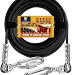 WATFOON Dog Leads for Yard, 1500LBS Break Strength, Stainless Steel Heavy Duty Tie Out Cable for Dogs Training with Dual Rotating Hooks, Water Resistant Dog Chain Leads for Outside Camping (30ft)