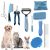 Dog Brush for Shedding,9 PCS in One Pet Slicker Hair Brush Kit with Pet Nail Clipper and File – Dog Cat Grooming Deshedding Undercoat Rake Brush Comb for All Small Large Dogs Cats Blue