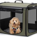 Dog Car Carrier Light Weight 24×17.7×20.5in, Dog Carrier Easy to Assemble, Dog Car Crate Portable and Breathable, Foldable Pet Carrier for Indoor and Outdoor, Dog Travel Crate with Curtain Green