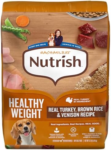 Nutrish Rachael Ray Healthy Weight Adult Dry Dog Food Real Turkey, Brown Rice & Venison Recipe, 12 lb. Bag