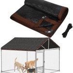 High Density Dog Kennel Shade Cover- 10 x 13ft Upgrade Mesh Shade Panel, Dog Cage Sunblock Shading Cloth Net Mesh Tarp with Rope for Outdoor Dog House Large Pet Crate Chicken Coop